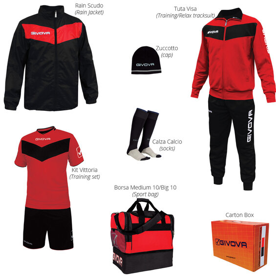 Futbalový set Givova VITTORIA black/red